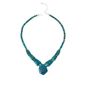 Jay King Sterling Silver Chrysocolla Beaded Necklace 18"